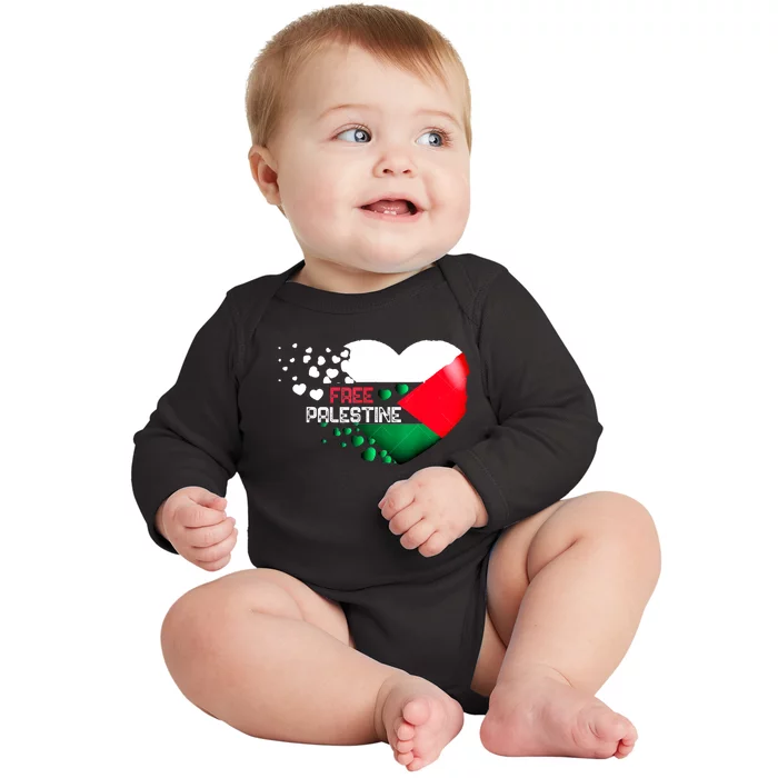 Free Palestine Gaza Palestinian Baby Long Sleeve Bodysuit