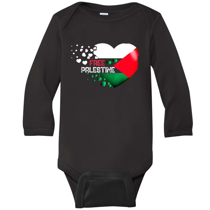 Free Palestine Gaza Palestinian Baby Long Sleeve Bodysuit