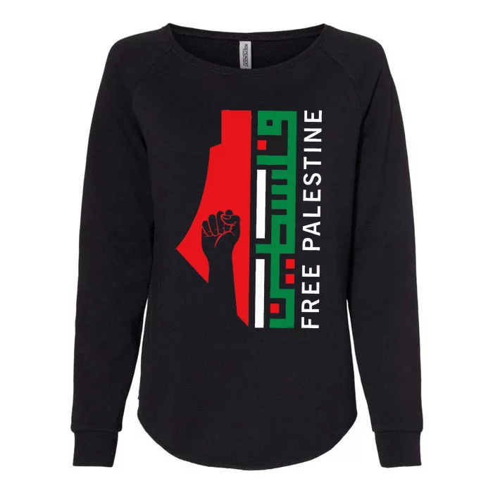 Free Palestine Gaza Flag Arabic Freedom for Palestinians Womens California Wash Sweatshirt