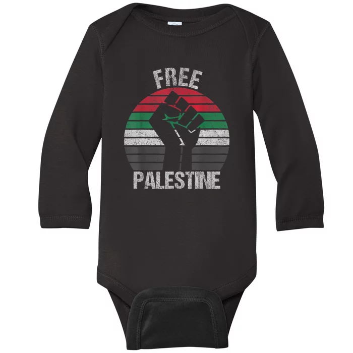 Free Palestine Gaza Palestinian Baby Long Sleeve Bodysuit