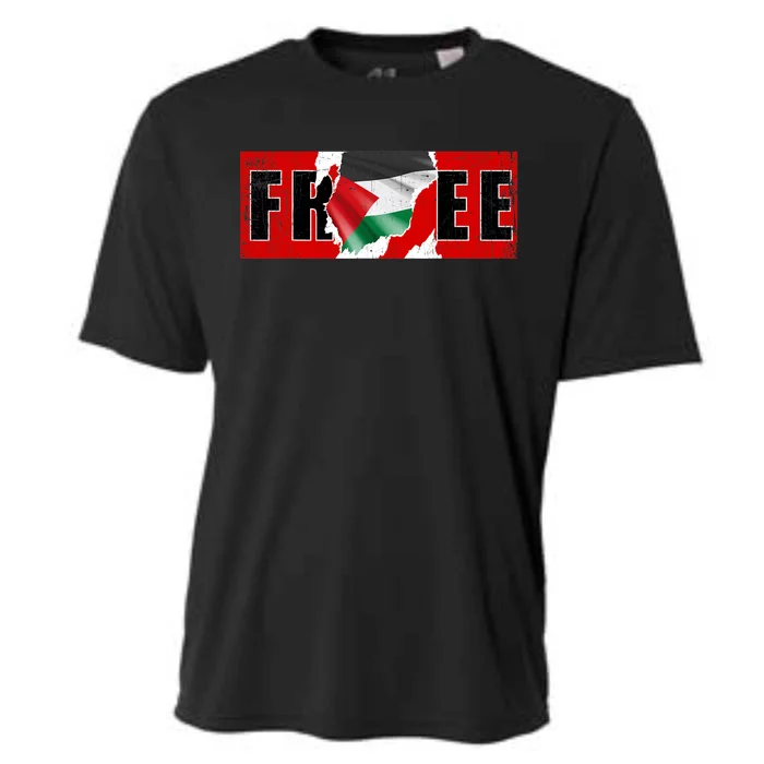 Free Palestine Gaza Flag Arabic Freedom Vintage Cooling Performance Crew T-Shirt