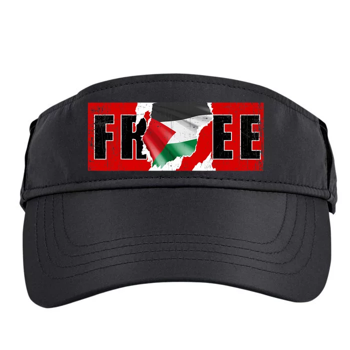 Free Palestine Gaza Flag Arabic Freedom Vintage Adult Drive Performance Visor