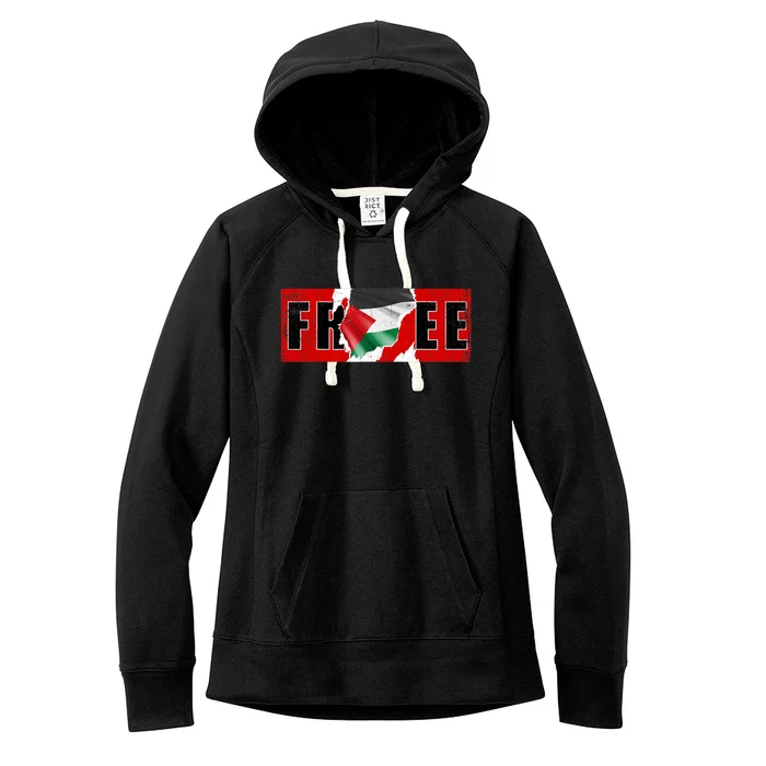 Free Palestine Gaza Flag Arabic Freedom Vintage Women's Fleece Hoodie