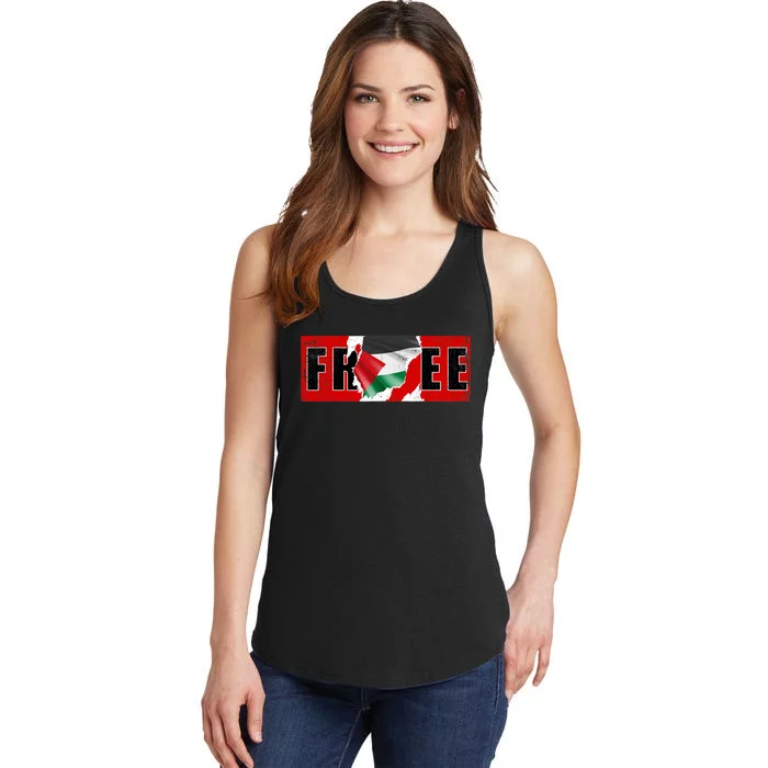 Free Palestine Gaza Flag Arabic Freedom Vintage Ladies Essential Tank