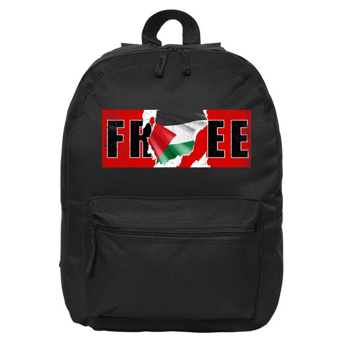 Free Palestine Gaza Flag Arabic Freedom Vintage 16 in Basic Backpack