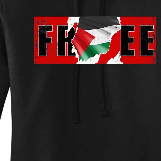 Free Palestine Gaza Flag Arabic Freedom Vintage Women's Pullover Hoodie