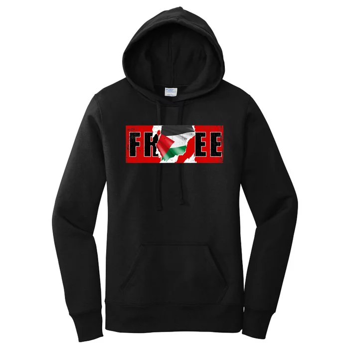 Free Palestine Gaza Flag Arabic Freedom Vintage Women's Pullover Hoodie