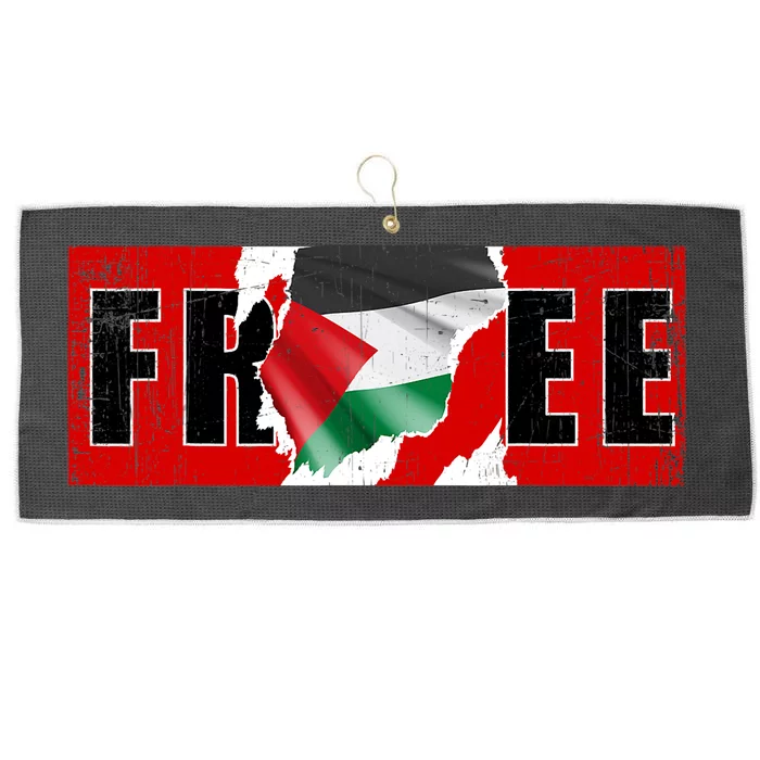 Free Palestine Gaza Flag Arabic Freedom Vintage Large Microfiber Waffle Golf Towel