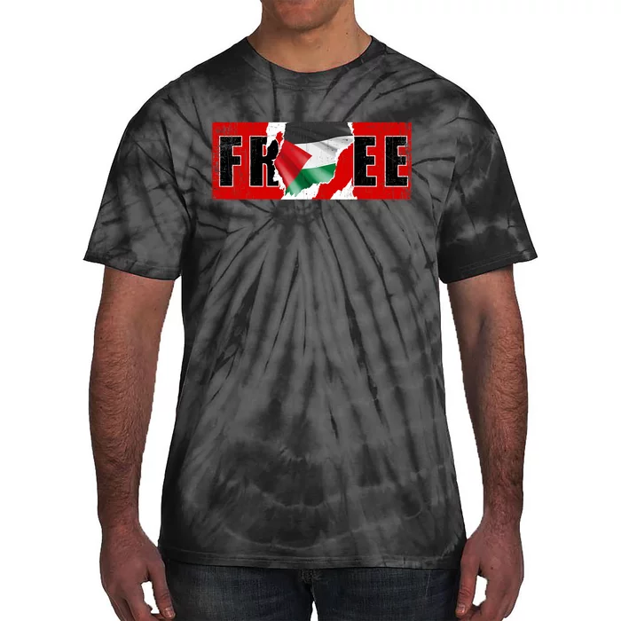 Free Palestine Gaza Flag Arabic Freedom Vintage Tie-Dye T-Shirt