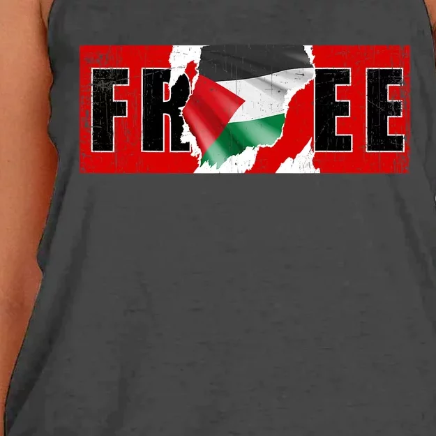 Free Palestine Gaza Flag Arabic Freedom Vintage Women's Knotted Racerback Tank