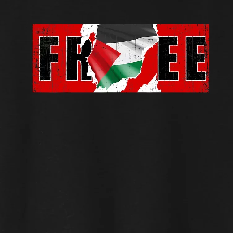 Free Palestine Gaza Flag Arabic Freedom Vintage Women's Crop Top Tee