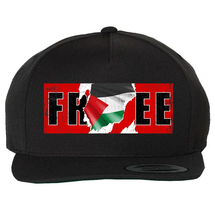 Free Palestine Gaza Flag Arabic Freedom Vintage Wool Snapback Cap