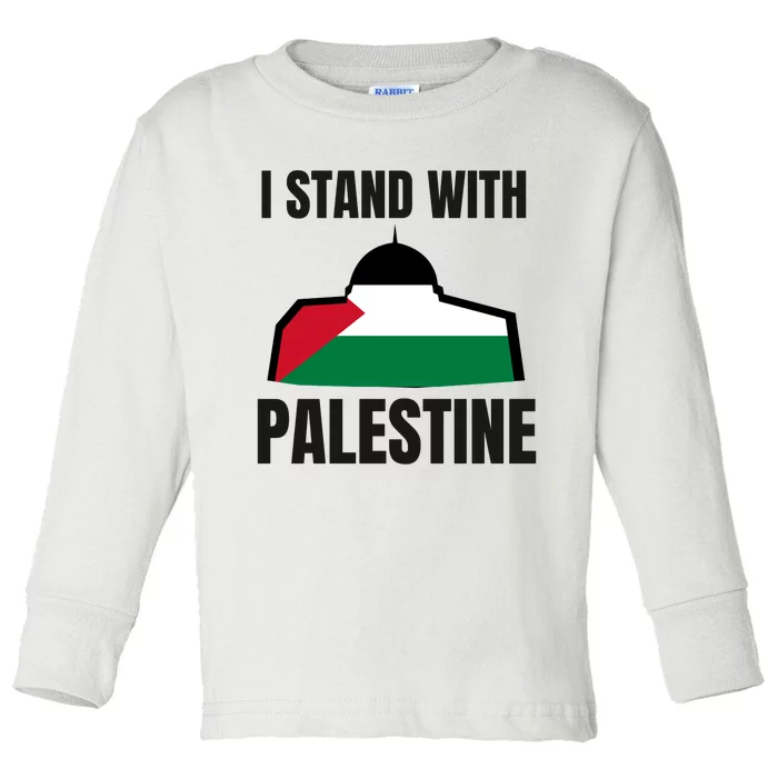 Free Palestine Gaza Flag I Stand With Palestine Freedom Toddler Long Sleeve Shirt