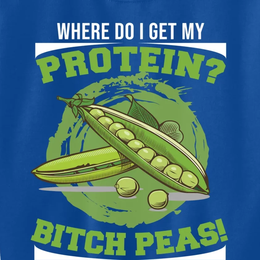 Fitness Pun Gift Where Do I Get My Protein? Protein Peas Gift Kids Sweatshirt