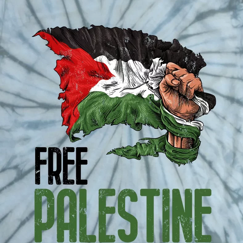 Free Palestine Gaza Flag Arabic Freedom Distressed Strength Tie-Dye T-Shirt