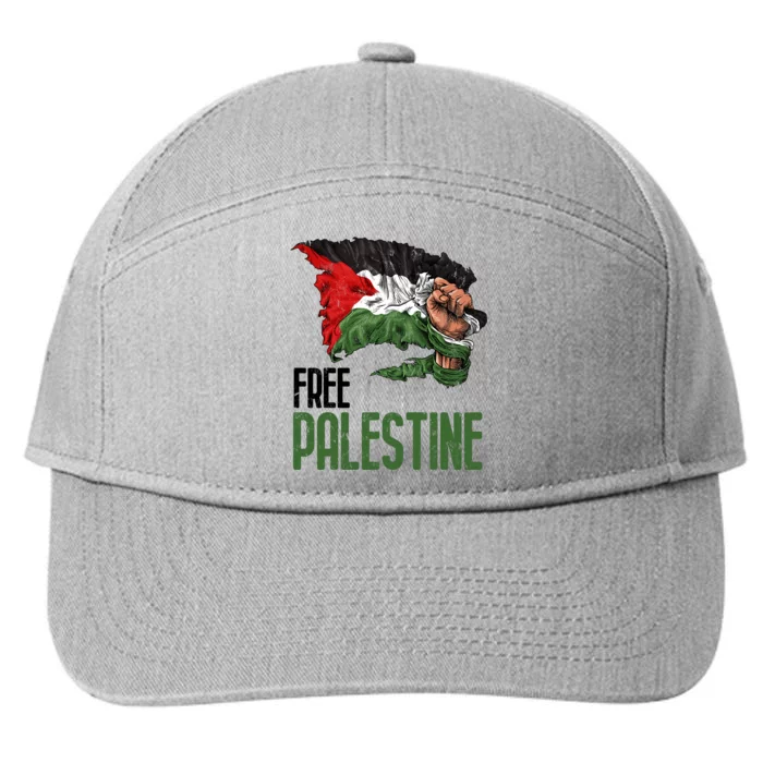 Free Palestine Gaza Flag Arabic Freedom Distressed Strength 7-Panel Snapback Hat