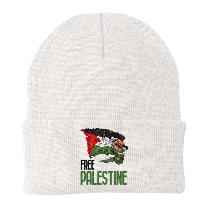 Free Palestine Gaza Flag Arabic Freedom Distressed Strength Knit Cap Winter Beanie