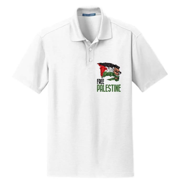 Free Palestine Gaza Flag Arabic Freedom Distressed Strength Dry Zone Grid Performance Polo