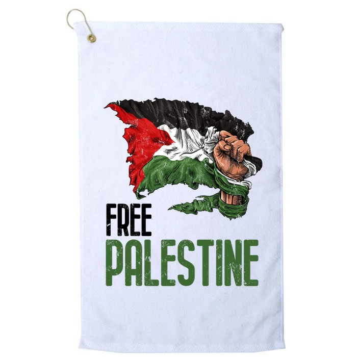 Free Palestine Gaza Flag Arabic Freedom Distressed Strength Platinum Collection Golf Towel