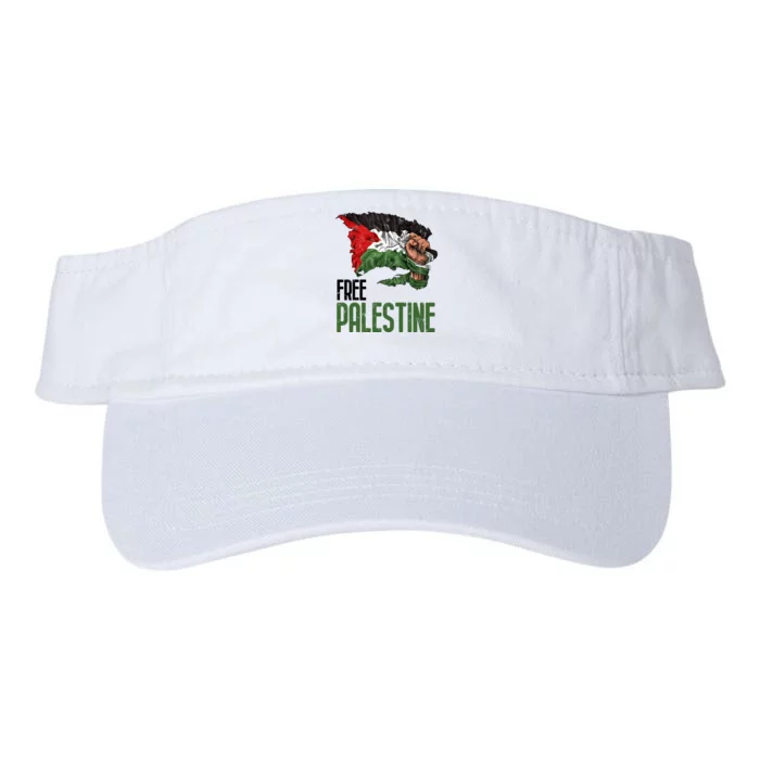 Free Palestine Gaza Flag Arabic Freedom Distressed Strength Valucap Bio-Washed Visor