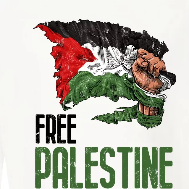 Free Palestine Gaza Flag Arabic Freedom Distressed Strength Cropped Pullover Crew