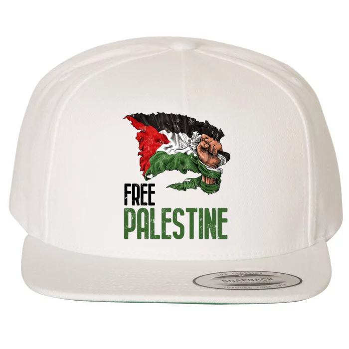 Free Palestine Gaza Flag Arabic Freedom Distressed Strength Wool Snapback Cap