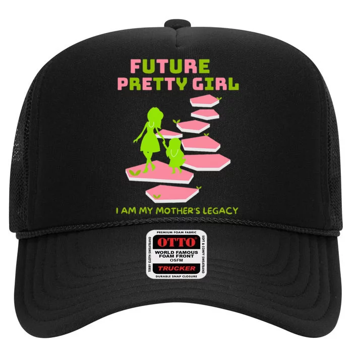 Future Pretty Girl First Black Sorority High Crown Mesh Trucker Hat