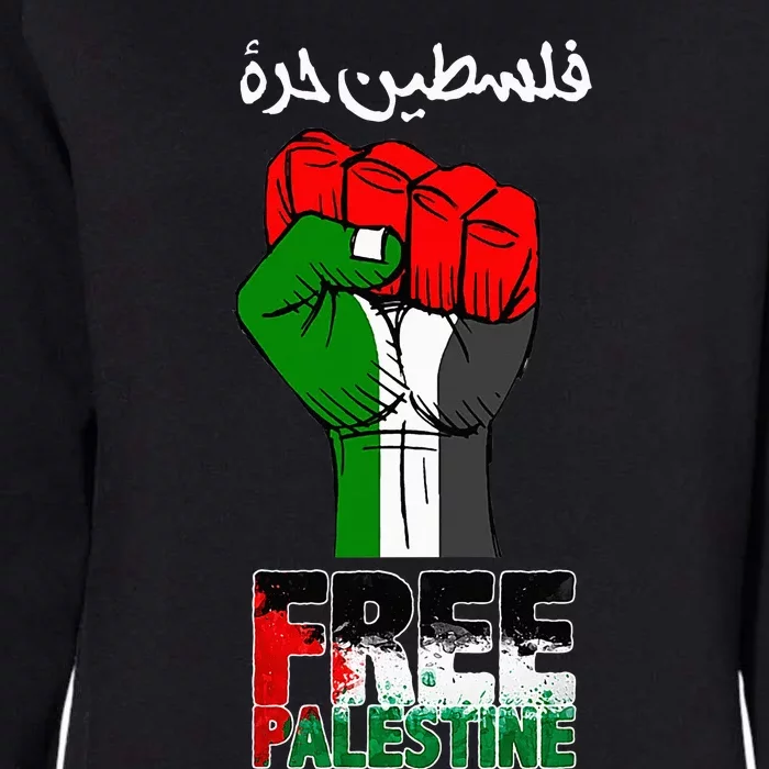 Free Palestine Gaza Arabic Support Palestinian Flag Womens California Wash Sweatshirt