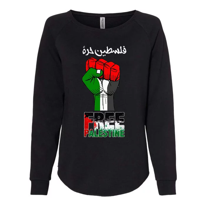 Free Palestine Gaza Arabic Support Palestinian Flag Womens California Wash Sweatshirt