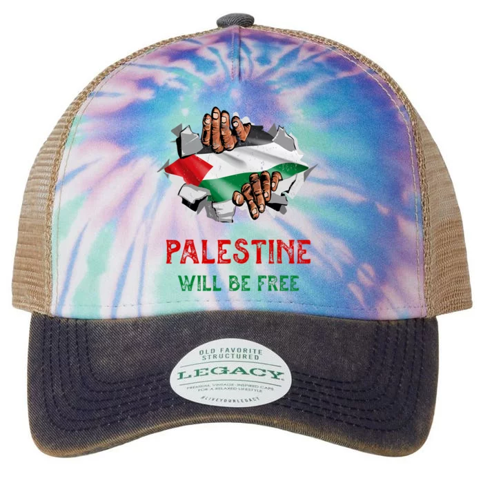 Free Palestine Gaza Flag Arabic Freedom Distressed Vintage Legacy Tie Dye Trucker Hat