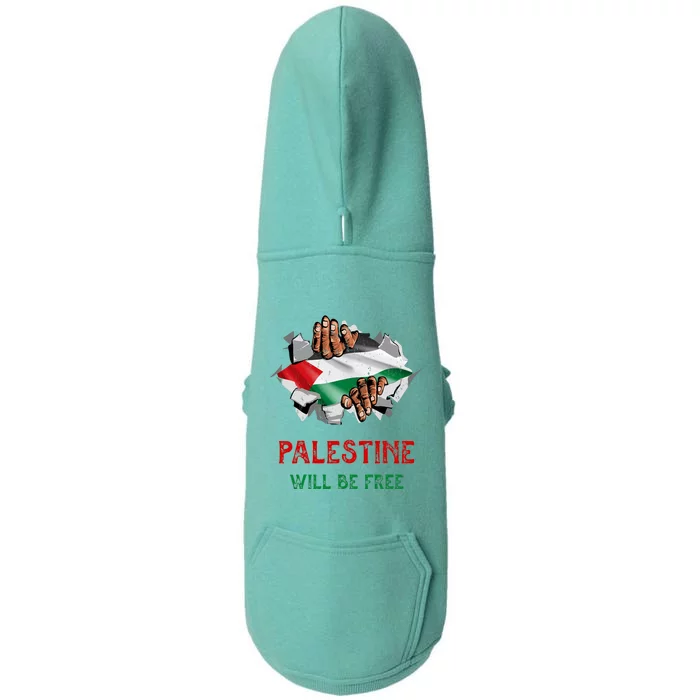 Free Palestine Gaza Flag Arabic Freedom Distressed Vintage Doggie 3-End Fleece Hoodie