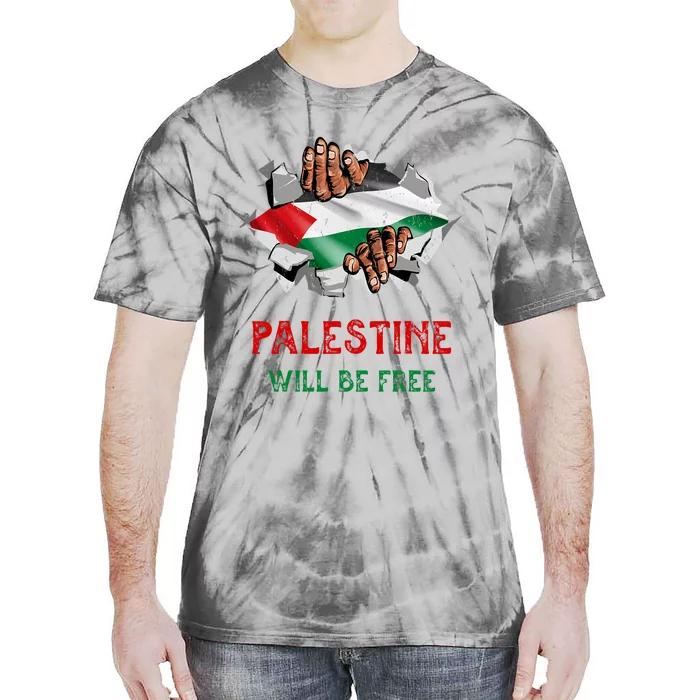 Free Palestine Gaza Flag Arabic Freedom Distressed Vintage Tie-Dye T-Shirt