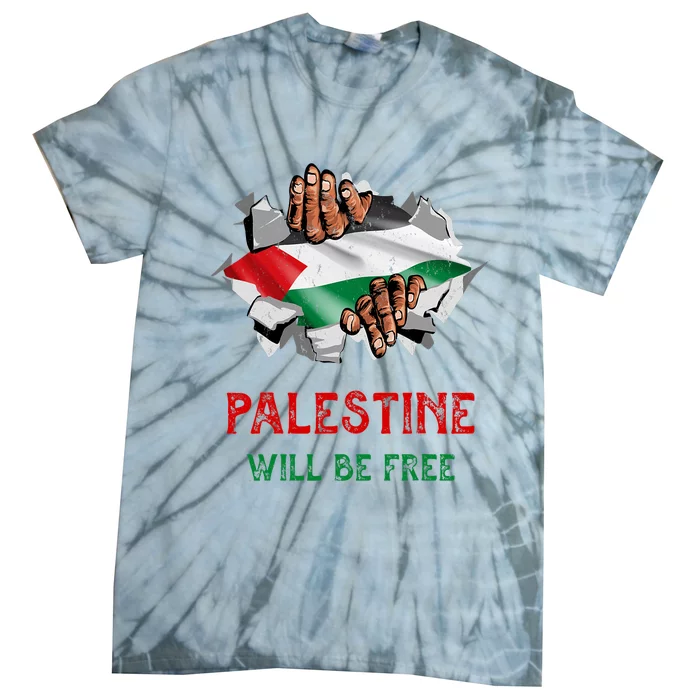 Free Palestine Gaza Flag Arabic Freedom Distressed Vintage Tie-Dye T-Shirt