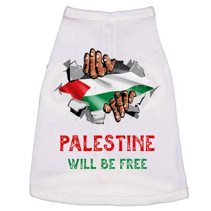 Free Palestine Gaza Flag Arabic Freedom Distressed Vintage Doggie Tank