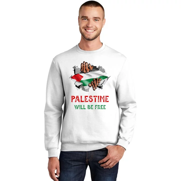 Free Palestine Gaza Flag Arabic Freedom Distressed Vintage Sweatshirt