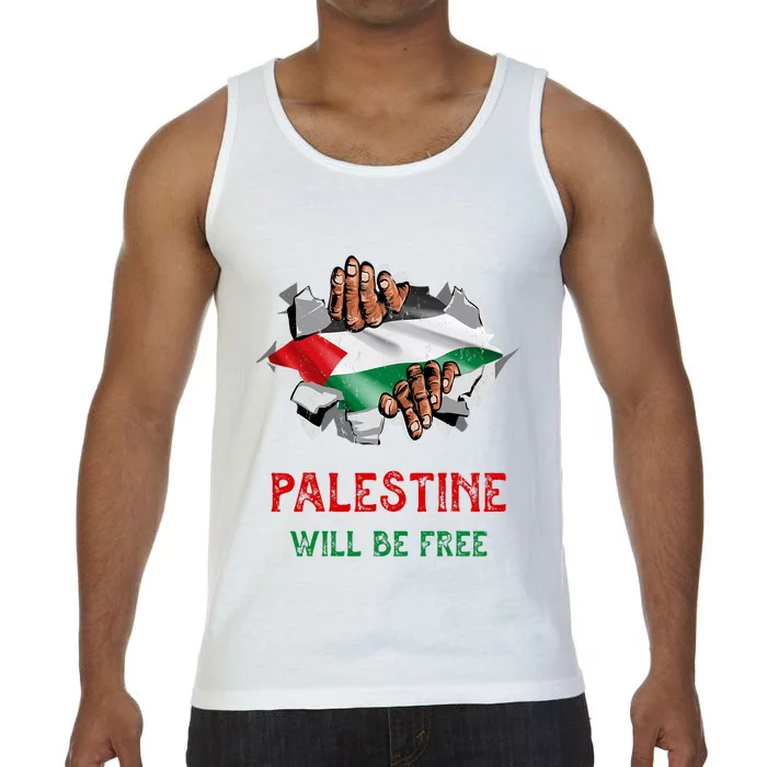 Free Palestine Gaza Flag Arabic Freedom Distressed Vintage Comfort Colors® Tank Top