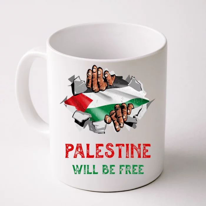 Free Palestine Gaza Flag Arabic Freedom Distressed Vintage Front & Back Coffee Mug