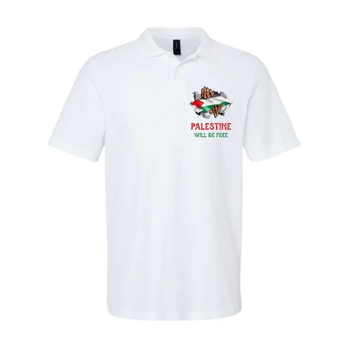 Free Palestine Gaza Flag Arabic Freedom Distressed Vintage Softstyle Adult Sport Polo