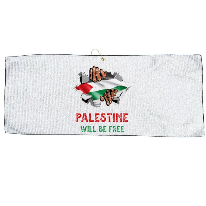 Free Palestine Gaza Flag Arabic Freedom Distressed Vintage Large Microfiber Waffle Golf Towel