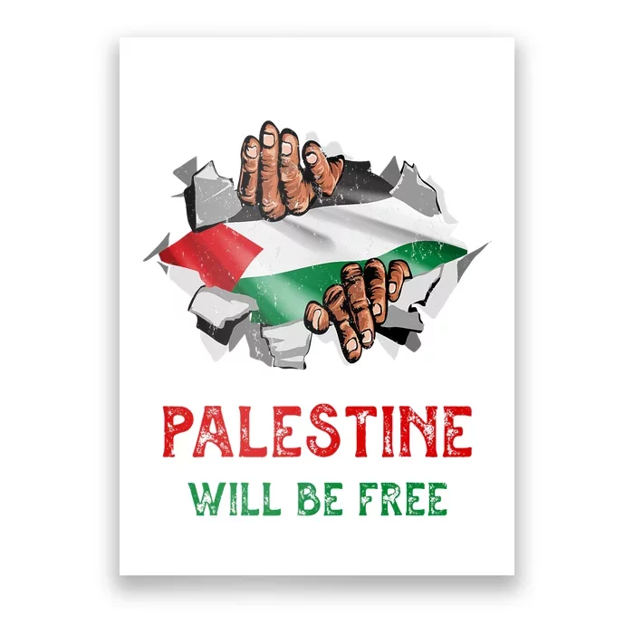 Free Palestine Gaza Flag Arabic Freedom Distressed Vintage Poster