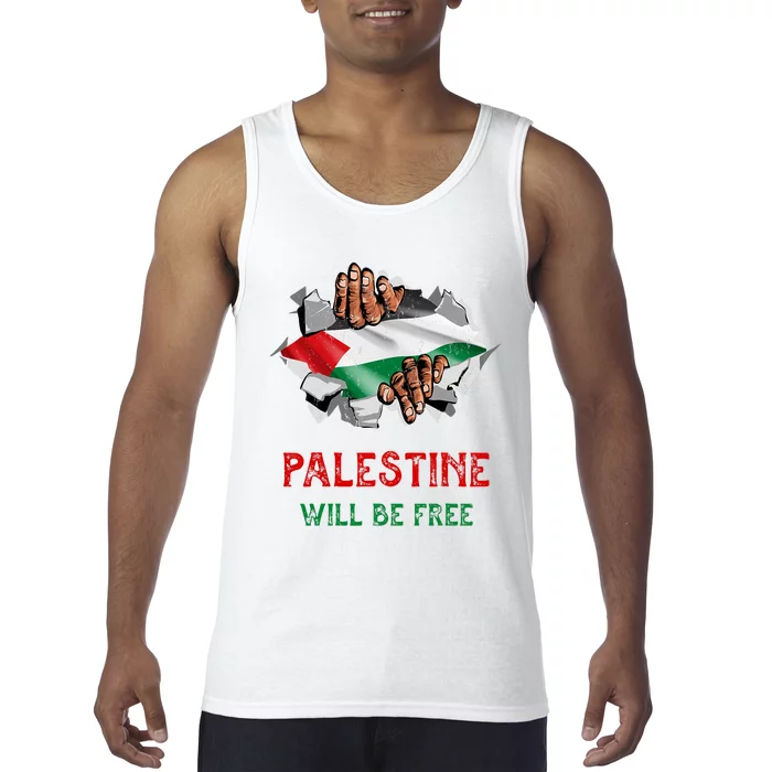 Free Palestine Gaza Flag Arabic Freedom Distressed Vintage Tank Top