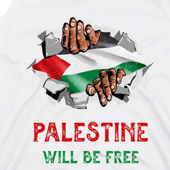 Free Palestine Gaza Flag Arabic Freedom Distressed Vintage Tank Top