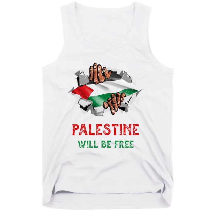 Free Palestine Gaza Flag Arabic Freedom Distressed Vintage Tank Top