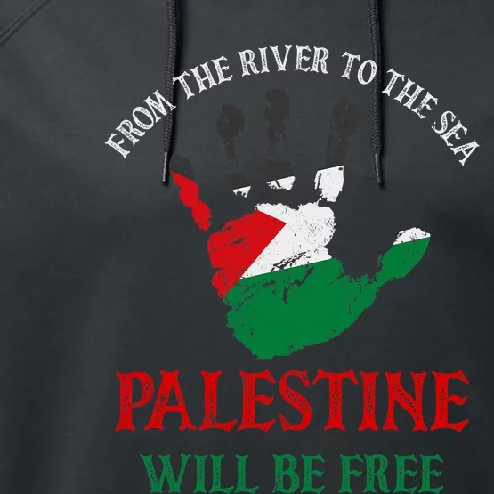 Free Palestine Gaza Flag Arabic Palestine Will Be Free Performance Fleece Hoodie