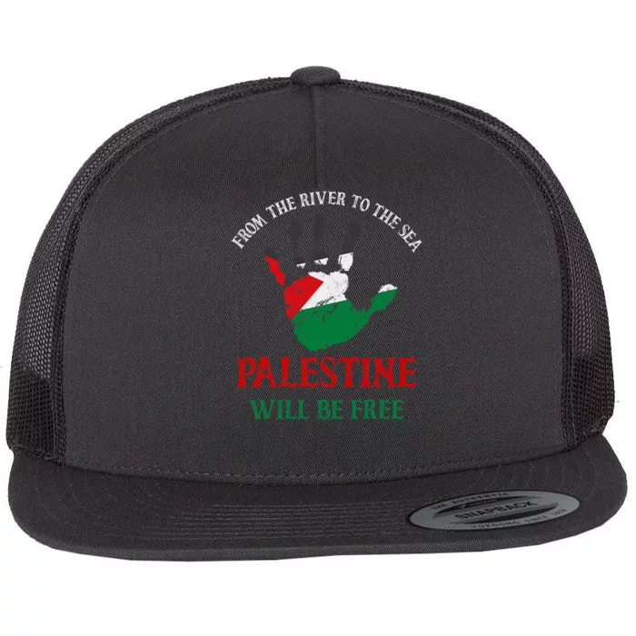 Free Palestine Gaza Flag Arabic Palestine Will Be Free Flat Bill Trucker Hat