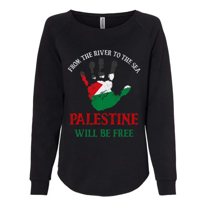 Free Palestine Gaza Flag Arabic Palestine Will Be Free Womens California Wash Sweatshirt