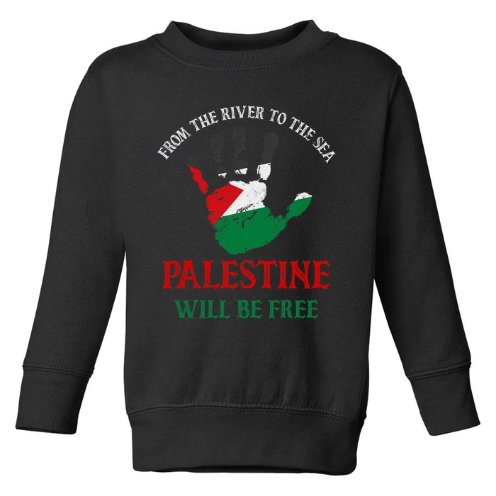 Free Palestine Gaza Flag Arabic Palestine Will Be Free Toddler Sweatshirt