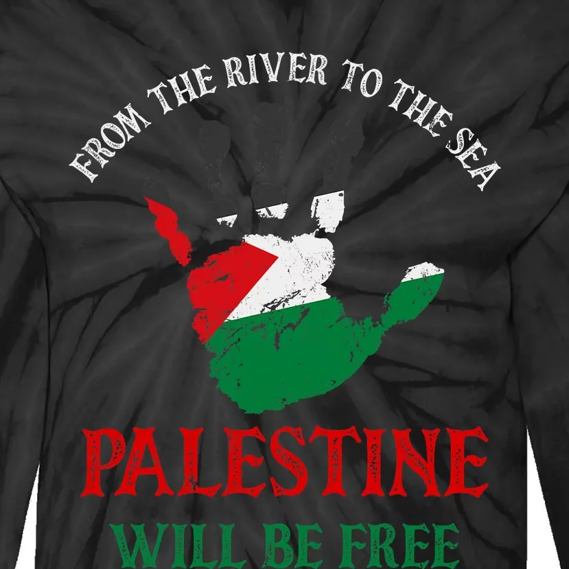 Free Palestine Gaza Flag Arabic Palestine Will Be Free Tie-Dye Long Sleeve Shirt