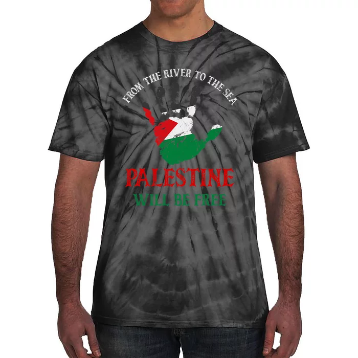 Free Palestine Gaza Flag Arabic Palestine Will Be Free Tie-Dye T-Shirt