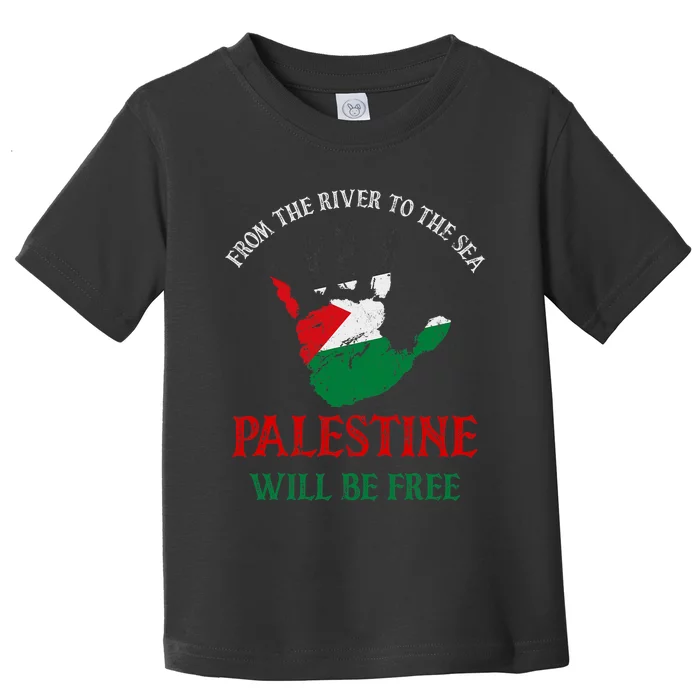 Free Palestine Gaza Flag Arabic Palestine Will Be Free Toddler T-Shirt